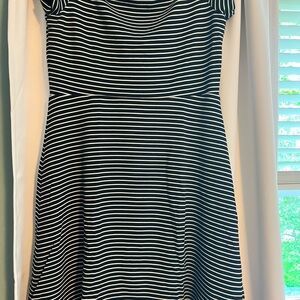 Boden Navy and White A-Line Midi Dress